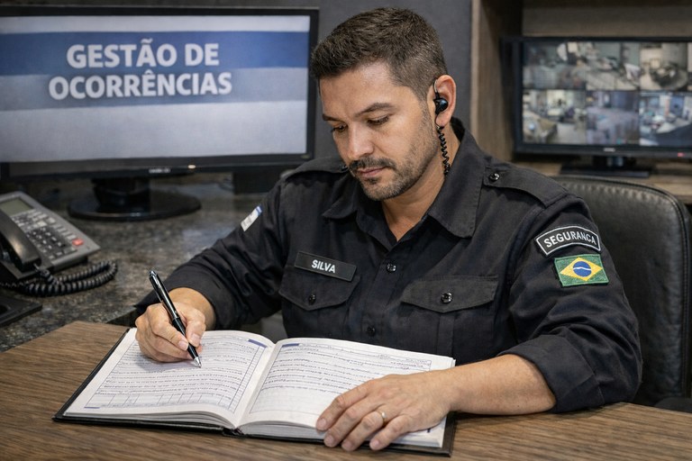 Segurança registrando ocorrência